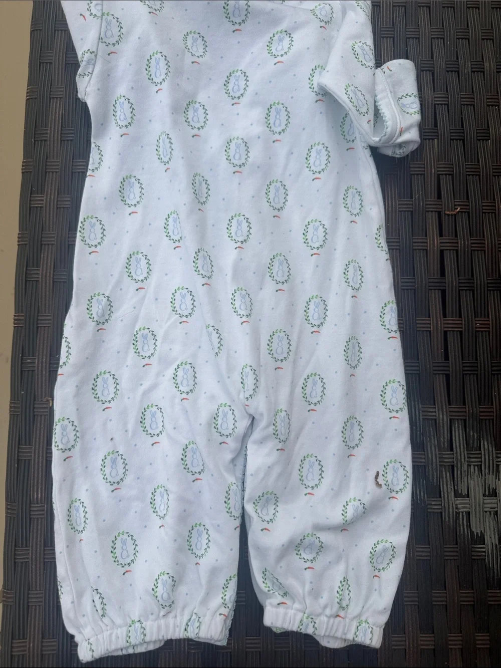 The Proper Peony 3M Long-Sleeve Baby One-Piece Green Wreath Bunny Converter Gown